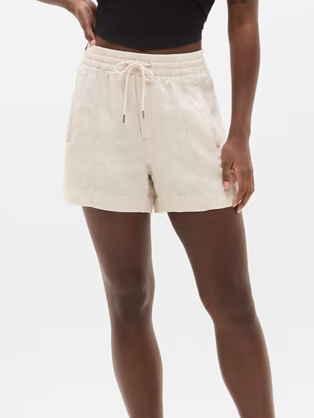 Athletes Retreat Linen High Waist Shorts Medium Undyed